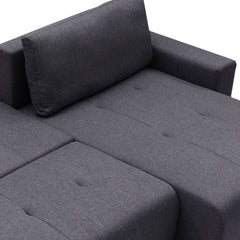 Canapé d'angle convertible Chybel tissu noir