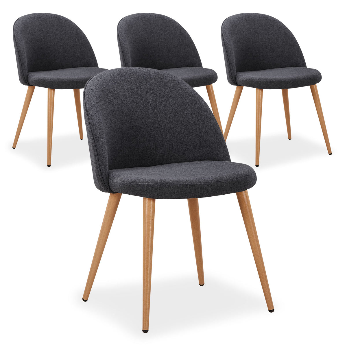 Lot de 4 tabourets Aliaxa tissu gris foncé