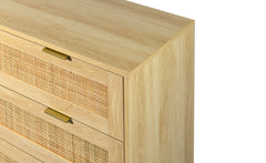 Commode 3 tiroirs Mandelieu Bois clair et Rotin