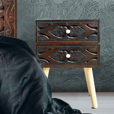 Table de chevet Catana 2 tiroirs Marron