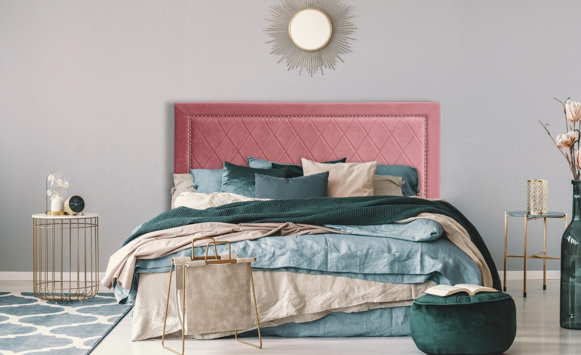 Tête de lit Meghan 160cm Velours Rose