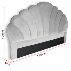 Tête de lit 160 cm en velours rose coquillage