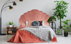 Tête de lit 160 cm en velours rose coquillage