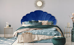 Tête de lit en velours bleu Avia 180 cm