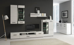 Meuble à étagères avec porte vitrée Biancom L38xH110cm Blanc brillant