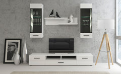 Meuble à étagères avec porte vitrée Biancom L38xH110cm Blanc brillant