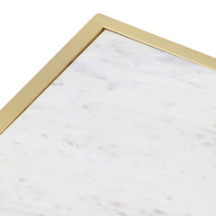 Meuble TV design 140cm Locaro Marbre Blanc et pieds Métal Or