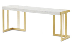 Meuble TV design 140cm Locaro Marbre Blanc et pieds Métal Or
