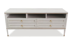 Meuble TV Bais 4 tiroirs beige clair et or
