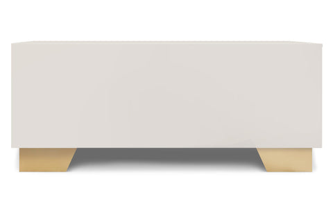 Meuble TV moderne 4 tiroirs Nestor Taupe clair et Or