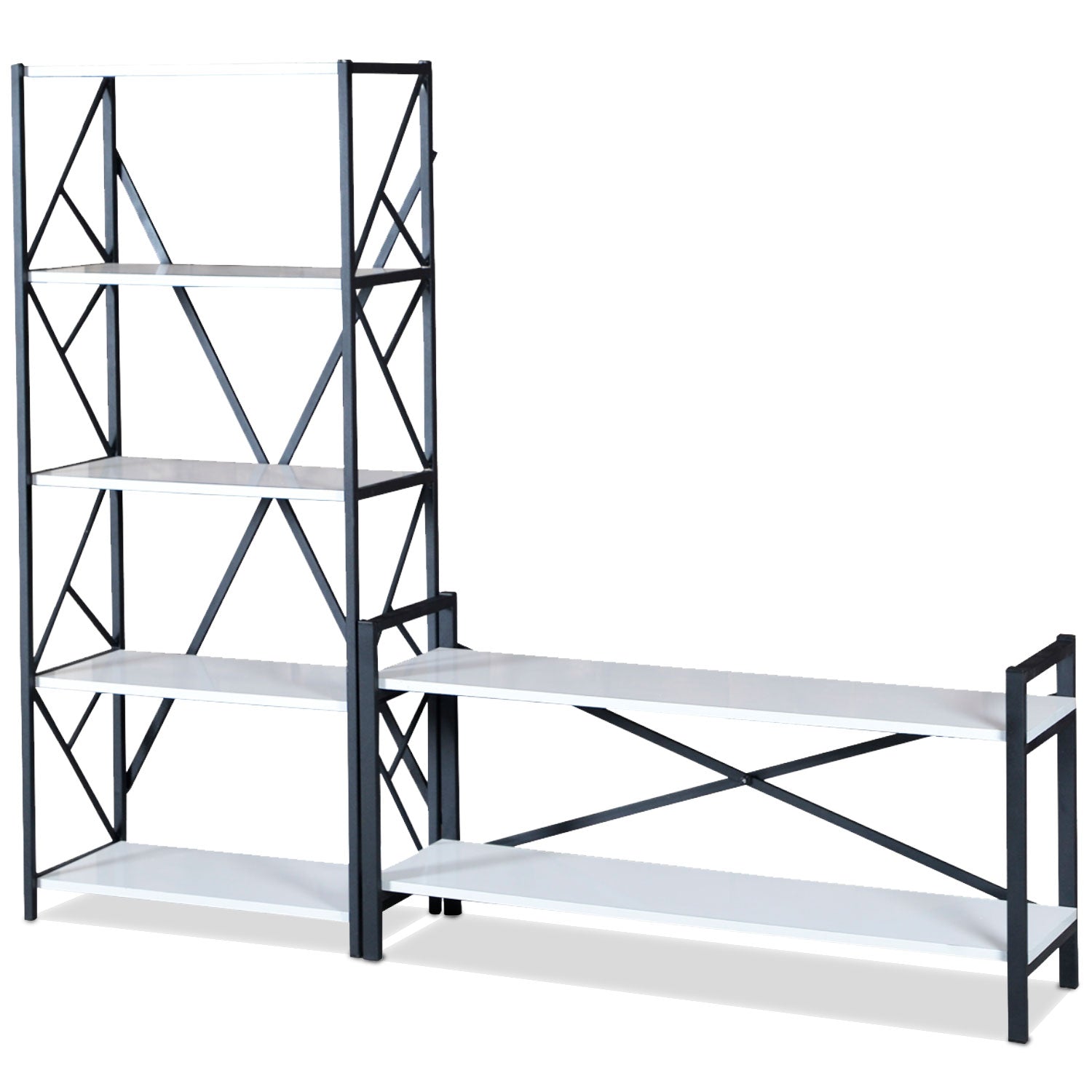 Meuble TV style industriel Marcadet 120cm Blanc