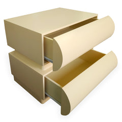 Table de chevet Cluedo avec 2 tiroirs arrondis L45 cm beige