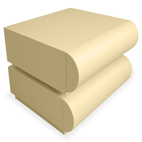 Table de chevet Cluedo avec 2 tiroirs arrondis L45 cm beige