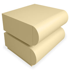 Table de chevet Cluedo avec 2 tiroirs arrondis L45 cm beige