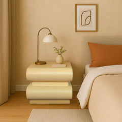Table de chevet Cluedo avec 2 tiroirs arrondis L45 cm beige