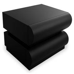 Table de chevet avec 2 tiroirs arrondis L45cm Mezade Noir