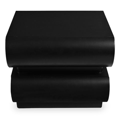 Table de chevet Cluedo avec 2 tiroirs arrondis L45cm noir