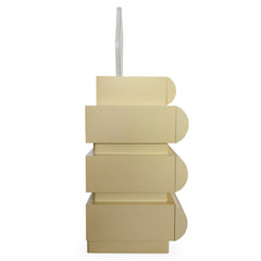Coiffeuse avec 5 tiroirs arrondis et miroir design L102cm Mezade Beige