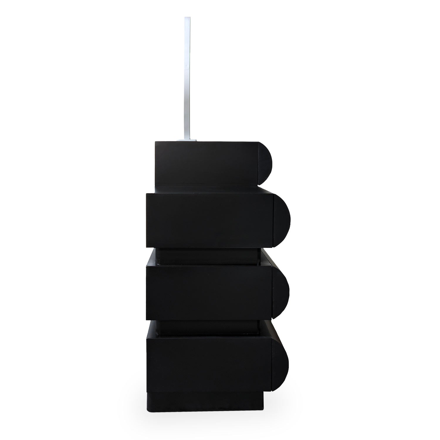 Coiffeuse avec 5 tiroirs arrondis et miroir design L102cm Mezade Noir