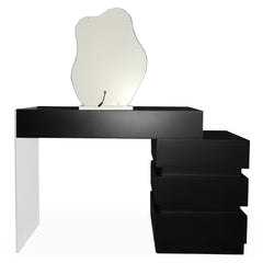 Coiffeuse avec 5 tiroirs arrondis et miroir design L102cm Mezade Noir