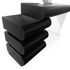 Coiffeuse avec 5 tiroirs arrondis et miroir design L102cm Mezade Noir