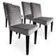 Lot de 4 chaises en velours argent avec pieds en bois