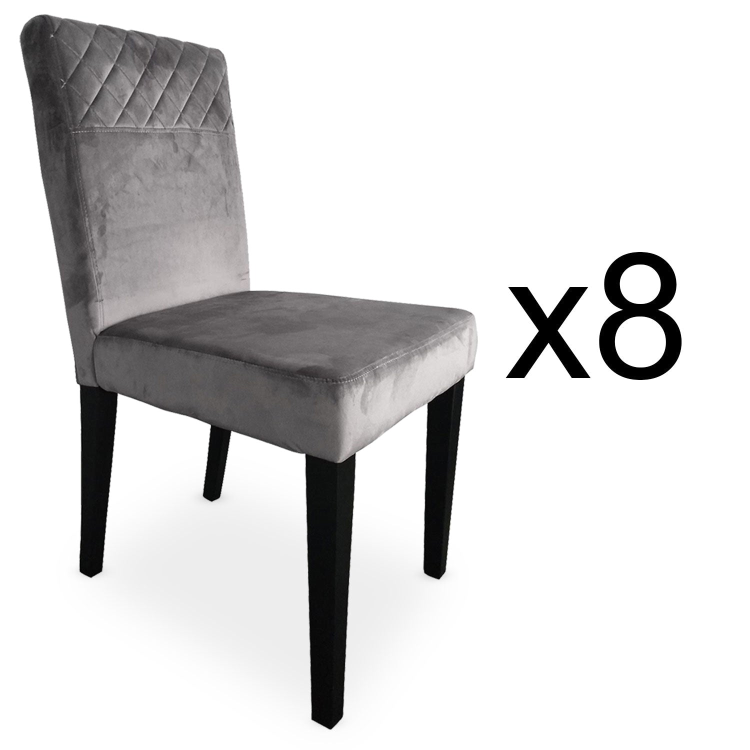Lot de 8 chaises matelassées Milo Velours Argent