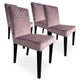 Lot de 4 chaises en velours rose avec pieds en bois