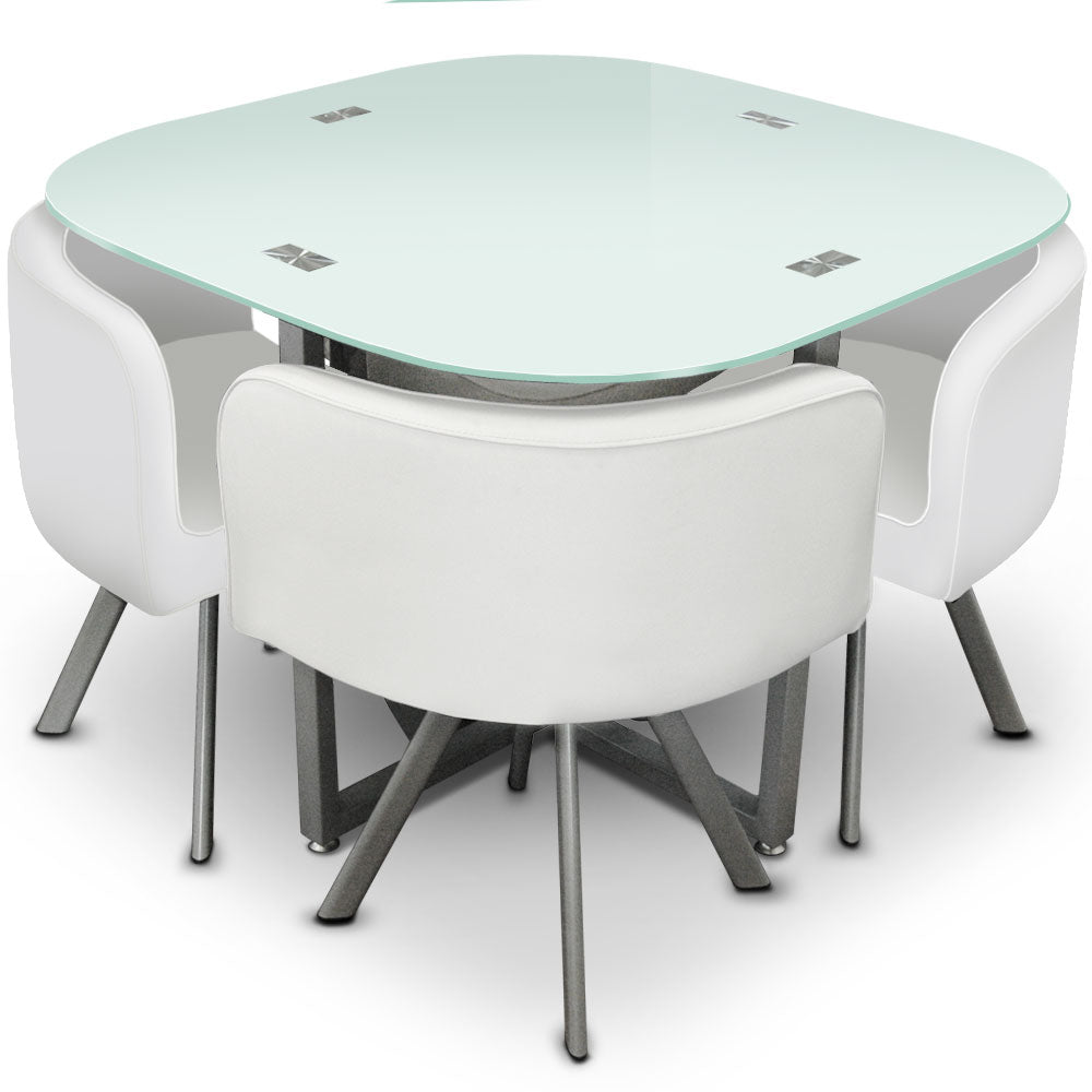 Table carrée pratique gain de place Mosaic 90 verre blanc