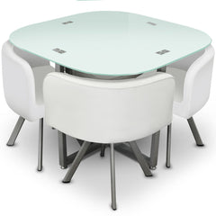Table carrée pratique gain de place Mosaic 90 verre blanc