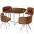 Table carrée en verre et 4 chaises marron