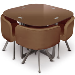 Table carrée pratique gain de place Mosaic 90 verre marron