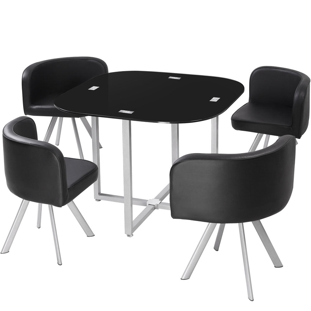 Table carrée pratique gain de place Mosaic 90 verre noir