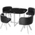 Table carrée en verre et 4 chaises noires