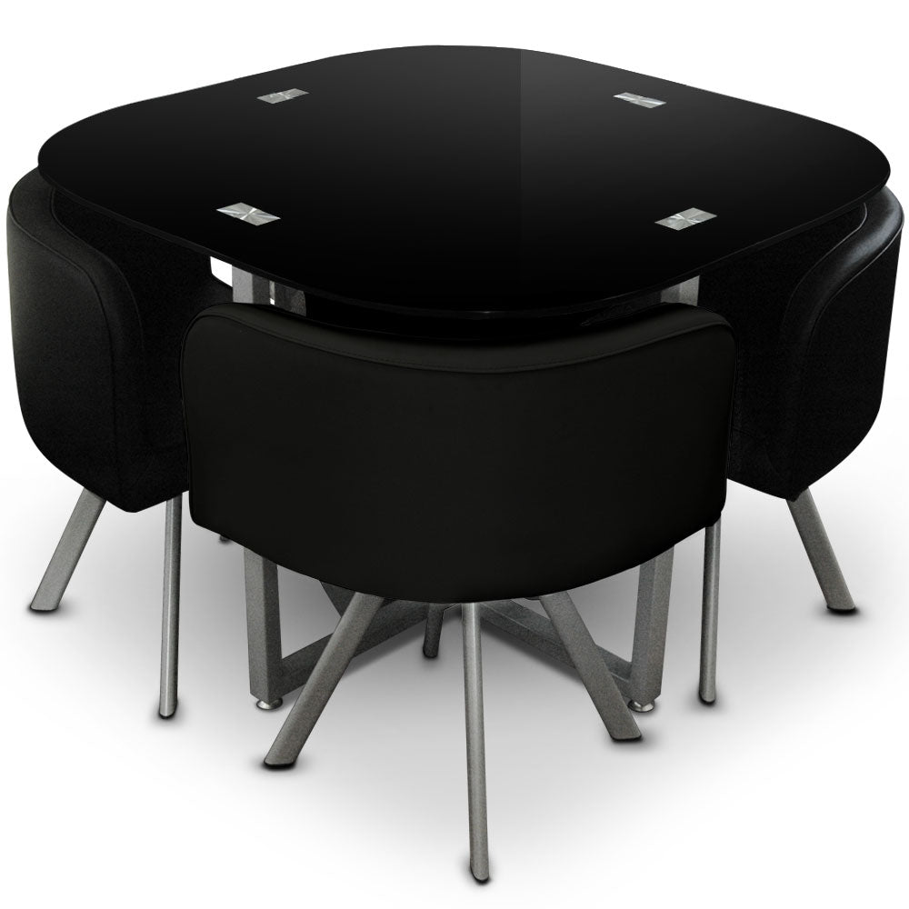 Table carrée pratique gain de place Mosaic 90 verre noir