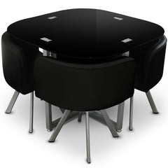 Table carrée pratique gain de place Mosaic 90 verre noir