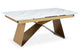 Table extensible en verre effet marbre blanc avec pieds dorés