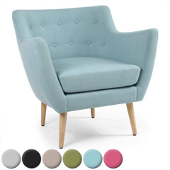Fauteuil scandinave Molly Tissu Bleu vu de dos