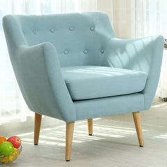 Fauteuil scandinave Molly Tissu Bleu vu de dos