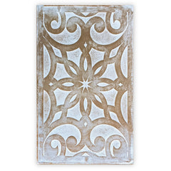 Table de chevet bois sculpté Bornar style oriental 1 porte blanc patiné or