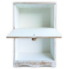 Table de chevet bois sculpté Bornar style oriental 1 porte blanc patiné or