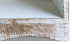 Table de chevet bois sculpté Bornar style oriental 1 porte blanc patiné or