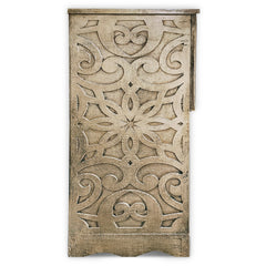 Table de chevet en bois sculpté Bornar, style oriental 1 porte
