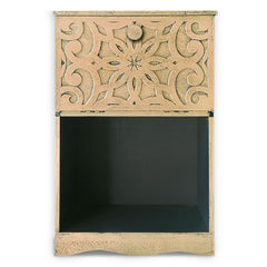 Table de chevet en bois sculpté Bornar, style oriental 1 porte