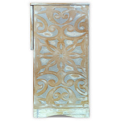 Table de chevet style oriental bois sculpté 1 porte Monbolyto Bois Gris