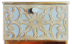 Table de chevet style oriental bois sculpté 1 porte Monbolyto Bois Gris