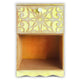 Table de chevet orientale en bois sculpté avec rangement jaune