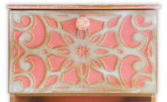 Table de chevet style oriental bois sculpté 1 porte Monbolyto Bois Rose
