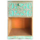 Table de chevet en bois sculpté avec porte, style oriental, vert