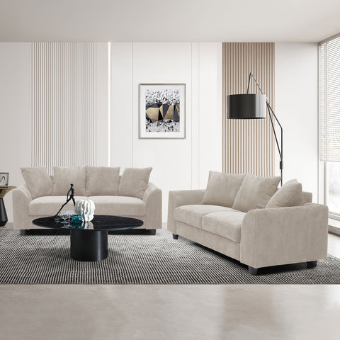 Canapé contemporain 3 places Mozart Velours côtelé Beige